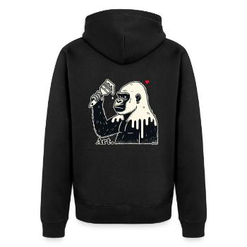 Artiste gorille, client avec pinceau et peinture - Veste à capuche bio Premium Unisexe - noir - Dos - Nico (187cm)