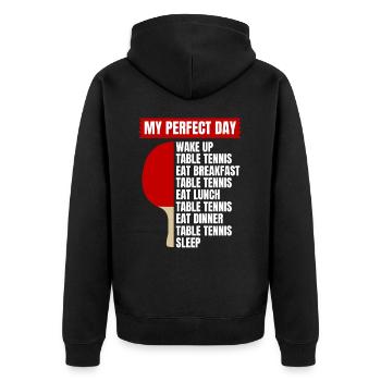 Tischtennis-Motiv Tischtennis Fans - Unisex Premium Bio Zip Hoodie - Schwarz - Hinten - Nico (187cm)