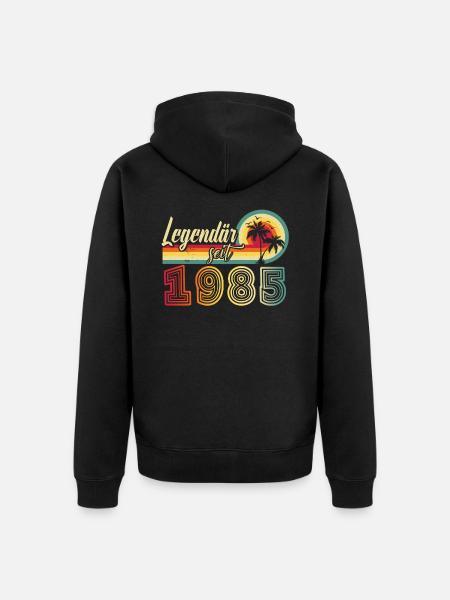 Legendar Seit 1985 - Unisex Premium Bio Zip Hoodie - Schwarz