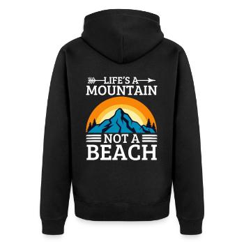 Hiking and climbing in the mountains - Unisex Premium Organic Zip Hoodie - black - Back - Nico (187cm)