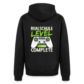 Realschule Abschluss 2025 Realschulabschluss Junge - Unisex Premium Bio Zip Hoodie - Schwarz - Hinten - Nico (187cm)