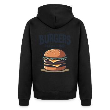 Burgers are my Soulmate Hamburger Fast Food - Unisex Premium Bio Zip Hoodie - Schwarz - Hinten - Nico (187cm)