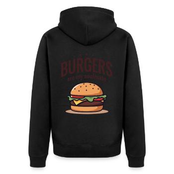 Burgers are my Soulmate Hamburger Fast Food - Unisex Premium Bio Zip Hoodie - Schwarz - Hinten - Nico (187cm)