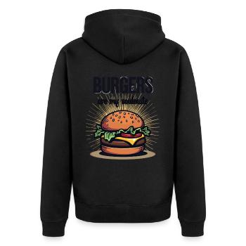 Burgers are my Soulmate Hamburger Fast Food - Unisex Premium Bio Zip Hoodie - Schwarz - Hinten - Nico (187cm)