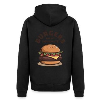 Burgers are my Soulmate Hamburger Fast Food - Unisex Premium Bio Zip Hoodie - Schwarz - Hinten - Nico (187cm)