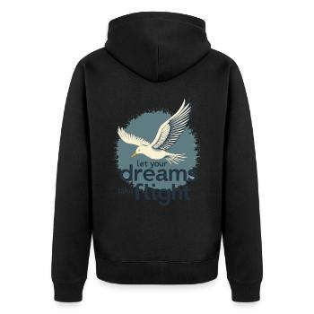 Laissez vos rêves prendre leur envol Oiseau mouette - Veste à capuche bio Premium Unisexe - noir - Dos - Nico (187cm)