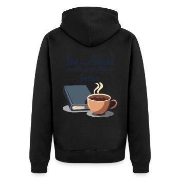 Tea and Books Quote - Unisex Premium Organic Zip Hoodie - black - Back - Nico (187cm)