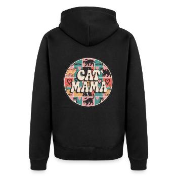 Cat Mama Leidenschaft Für Katzen Und Ihre Eigenen - Unisex Premium Bio Zip Hoodie - Schwarz - Hinten - Nico (187cm)