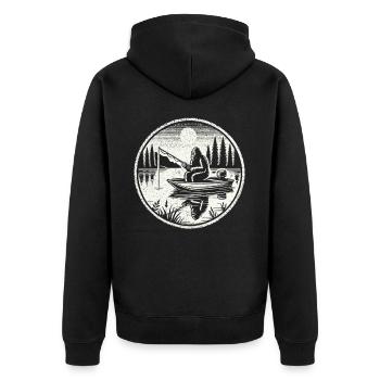 Fishing, Angler, Fisherman, Fishing, Bigfoot - Unisex Premium Organic Zip Hoodie - black - Back - Nico (187cm)