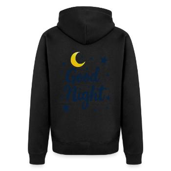 Good Night Träumer Cozy Look - Unisex Premium Bio Zip Hoodie - Schwarz - Hinten - Nico (187cm)
