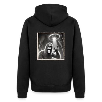 Rock, Rocker, Rock Musik, Heavy Metal, Rock Hand - Unisex Premium Bio Zip Hoodie - Schwarz - Hinten - Nico (187cm)