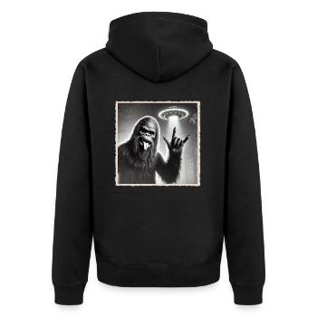 Rock, Rocker, Rock Musik, Heavy Metal, Rock Hand - Unisex Premium Bio Zip Hoodie - Schwarz - Hinten - Nico (187cm)