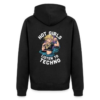 Les filles qui aiment écouter de la musique techno et - Veste à capuche bio Premium Unisexe - noir - Dos - Nico (187cm)