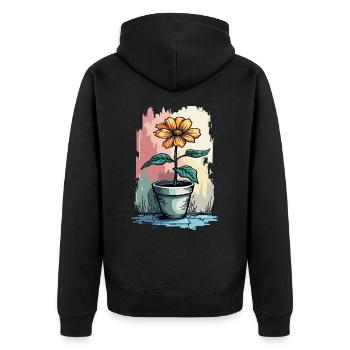 Blooming Beauty - Top floral à motif floral vintage - Veste à capuche bio Premium Unisexe - noir - Dos - Nico (187cm)