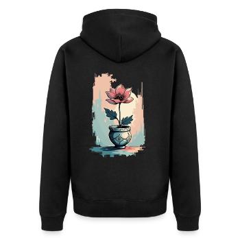Blooming Beauty - Top floral à motif floral vintage - Veste à capuche bio Premium Unisexe - noir - Dos - Nico (187cm)