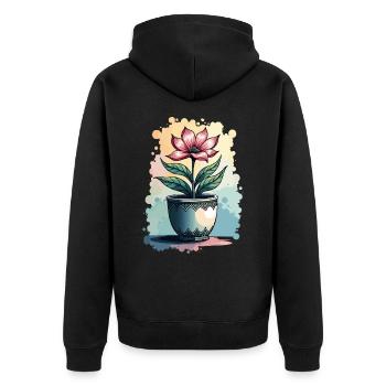 Blooming Beauty - Top floral à motif floral vintage - Veste à capuche bio Premium Unisexe - noir - Dos - Nico (187cm)