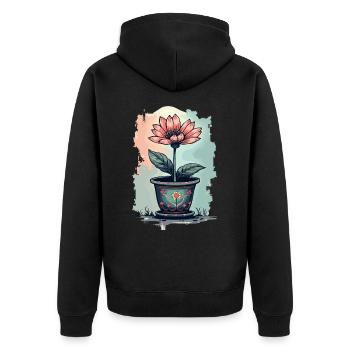Blooming Beauty - Top floral à motif floral vintage - Veste à capuche bio Premium Unisexe - noir - Dos - Nico (187cm)
