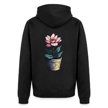 Blooming Beauty - Top floral à motif floral vintage - Veste à capuche bio Premium Unisexe - noir - Dos - Nico (187cm)