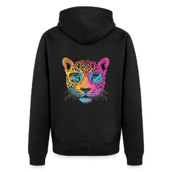 Guépard avec lunettes de soleil style hipster - Veste à capuche bio Premium Unisexe - noir - Dos - Nico (187cm)