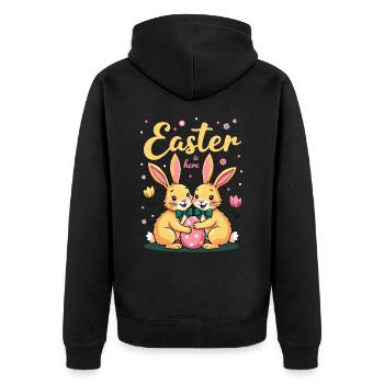 Pâques est là – Doux lapins de Pâques avec œuf de Pâques - Veste à capuche bio Premium Unisexe - noir - Dos - Nico (187cm)