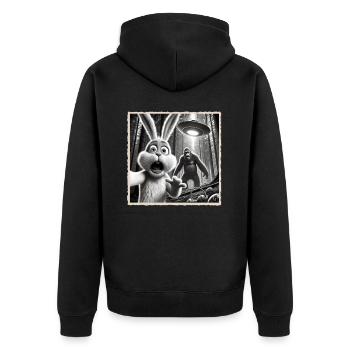 Easter, Funny Easter Bunny, Bunny Selfie Easter Party - Unisex Premium Organic Zip Hoodie - black - Back - Nico (187cm)