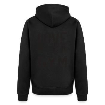 L’amour n’est pas réel – Aller à la salle de sport - Gym Spruch - Veste à capuche bio Premium Unisexe - noir - Dos - Nico (187cm)