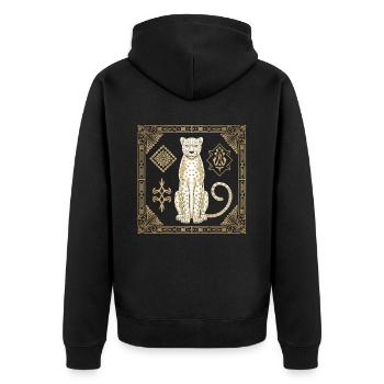 Cheetah Art: Elegance and Style in Golden - Unisex Premium Organic Zip Hoodie - black - Back - Nico (187cm)