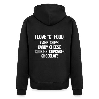 I love C Food - cakes, chips, sweets, - Unisex Premium Organic Zip Hoodie - black - Back - Nico (187cm)
