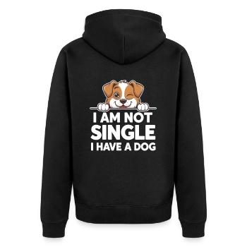 Je ne suis pas célibataire, j’ai un chien... - Veste à capuche bio Premium Unisexe - noir - Dos - Nico (187cm)