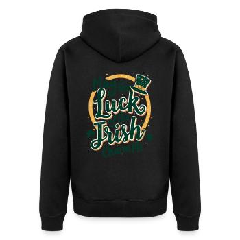 May the Luck of the Irish Charm Me - St Patrick's - Unisex Premium Organic Zip Hoodie - black - Back - Nico (187cm)