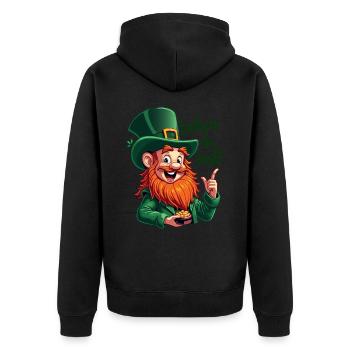 Lucky to be Irish – St. Patrick's Day Leprechaun - Unisex Premium Organic Zip Hoodie - black - Back - Nico (187cm)