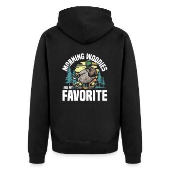 Duck hunters shoot heavier loads flag - Unisex Premium Organic Zip Hoodie - black - Back - Nico (187cm)