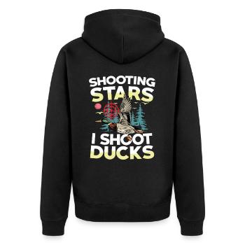 Duck hunters shoot heavier loads flag - Unisex Premium Organic Zip Hoodie - black - Back - Nico (187cm)