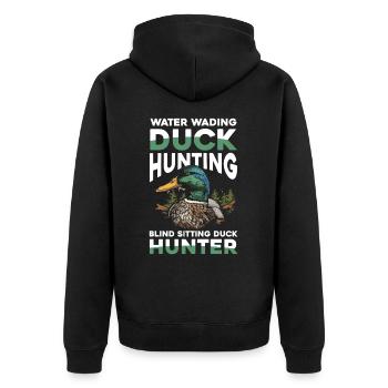 Duck hunters shoot heavier loads flag - Unisex Premium Organic Zip Hoodie - black - Back - Nico (187cm)