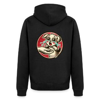Rescued dog puppy – tears of joy - Unisex Premium Organic Zip Hoodie - black - Back - Nico (187cm)