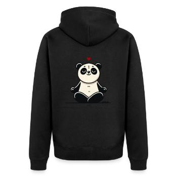 Zen Yoga Panda of Love - Unisex Premium Organic Zip Hoodie - black - Back - Nico (187cm)