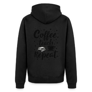 CoffeeTeach Repeat – Teacher Educator Education - Unisex Premium Organic Zip Hoodie - black - Back - Nico (187cm)