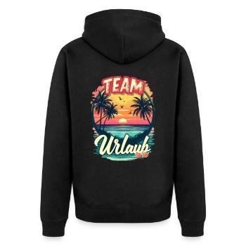 Urlaub Strand Strandurlaub Palmen Familie Sommer - Unisex Premium Bio Zip Hoodie - Schwarz - Hinten - Nico (187cm)