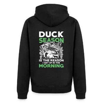 Duck hunters shoot heavier loads flag - Unisex Premium Organic Zip Hoodie - black - Back - Nico (187cm)