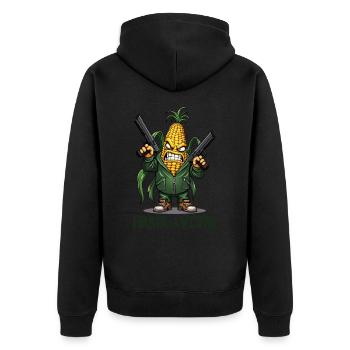 Gangster Corn Hasta La Vista – Corn on the Cob Gangster - Unisex Premium Organic Zip Hoodie - black - Back - Nico (187cm)