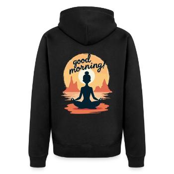 Good Morning Yoga Meditation Design Morning Rituals - Unisex Premium Organic Zip Hoodie - black - Back - Nico (187cm)