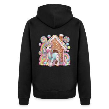 Candy Unicorn and Gingerbread House Magic - Unisex Premium Organic Zip Hoodie - black - Back - Nico (187cm)