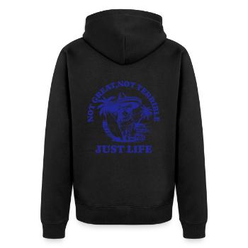 Drôle de dicton de raton laveur – Just Life - Veste à capuche bio Premium Unisexe - noir - Dos - Nico (187cm)
