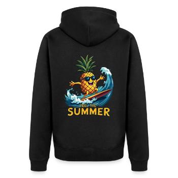 Ananas Surfer Surf Feel L’été - Veste à capuche bio Premium Unisexe - noir - Dos - Nico (187cm)