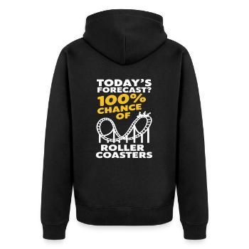 Heutige Prognose? 100% Chance Auf Achterbahnen - Unisex Premium Bio Zip Hoodie - Schwarz - Hinten - Nico (187cm)