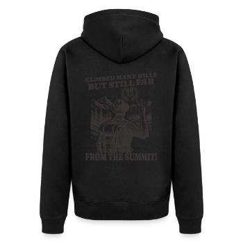Funny Hiker's Birthday 66 Years - Unisex Premium Organic Zip Hoodie - black - Back - Nico (187cm)
