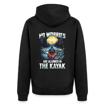 No worries allowed in the kayak: discover the - Unisex Premium Organic Zip Hoodie - black - Back - Nico (187cm)