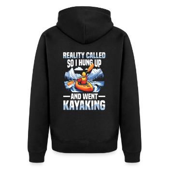 Reality Called So I Hung Up And Went Kayaking - Unisex Premium Organic Zip Hoodie - black - Back - Nico (187cm)
