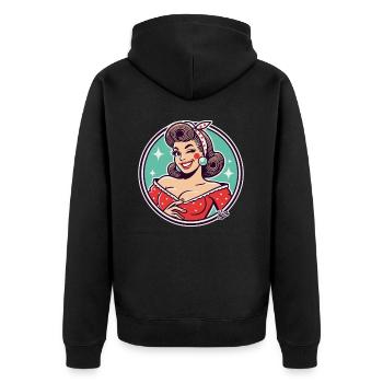 The good retro housewife - Unisex Premium Organic Zip Hoodie - black - Back - Nico (187cm)