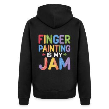 Finger Malerei Ist Mein Ding Farbenfrohes Finger - Unisex Premium Bio Zip Hoodie - Schwarz - Hinten - Nico (187cm)
